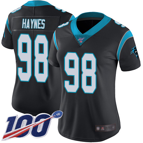 Carolina Panthers Limited Black Women Marquis Haynes Home Jersey NFL Football #98 100th Season Vapor Untouchable->women nfl jersey->Women Jersey